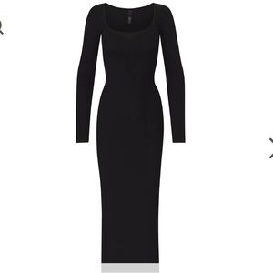 SKIMS SOFT LOUNGE LONG SLEEVE DRESS BLACK XXS New With Tags‎